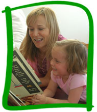 mother and daughter reading together